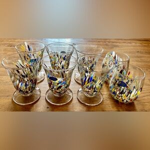 Murano "White Cristal" Goblets, set of 6 and Tumblers, set of 2, New